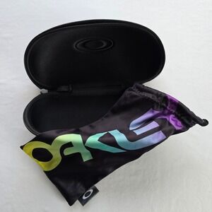 🆕️ New Oakley Black Hard Shell Sunglasses Case with Rainbow Logo Pouch‎